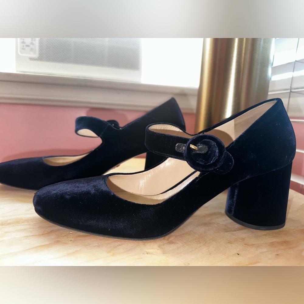 Prada Black Velvet Mary Jane Block Heel Pumps - Picture 3 of 8